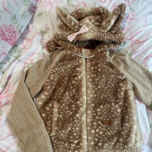 Peiliee Rose Island Fairy Spirit Deer In Flower Field Faux Fur Hoodie XXL